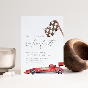 Two Fast Birthday Invitation, Race Car Invitation, Red Race Car Birthday, 2nd Birthday, Editable Digital Template, INSTANT DOWNLOAD