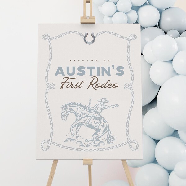Rodeo Birthday Welcome Sign: Vintage Cowboy, Wild West (Digital Template)