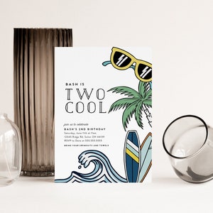 Two Cool Birthday Invitation, Boy Second Birthday Invitation, Modern Two Cool Invitation,  Editable Invitation, INSTANT DOWNLOAD