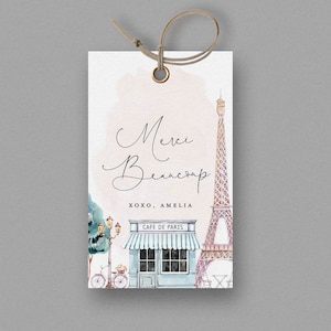 Paris Birthday Favor Tag,  French Patisserie, Parisian Cafe, French Cafe Paris Cafe, Editable Favor Tag,  INSTANT DOWNLOAD
