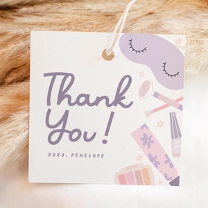 Spa Party Favor Tag: Glam Birthday Thank You (Digital Template)