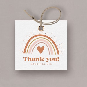 Editable Boho Rainbow Thank You Tag (Instant Download)