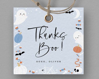 Spooky Birthday Favor Tags: Halloween Party, Editable Template (INSTANT DOWNLOAD)