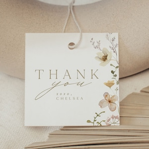 Editable Wildflower Favor Tag, Baby in Bloom Thank You Tag, Boho Floral Printable Tag, Digital Template Download