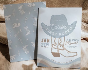 First Rodeo Birthday Invitation: Wild West Cowboy (Digital Download)