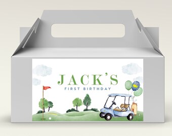 Golf Birthday Gable Box Label: Hole in One Party (INSTANT DOWNLOAD)
