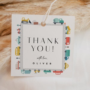 Transportation Tag Template, Trucks, Cars, Transportation Birthday Party Decorations, Editable Template, INSTANT DOWNLOAD