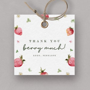 Strawberry Thank You Card, Berry First Birthday, Strawberry Party Decorations, INSTANT DOWNLOAD image 8