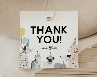 Dog & Cat Birthday Favor Tags: Puppy Pawty Thank You (Instant Download)