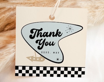 Retro 50s Diner Favor Tag Template: Editable Thank You (Digital Download)