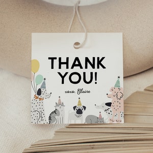 Dog & Cat Birthday Favor Tags: Puppy Pawty Thank You (Instant Download)