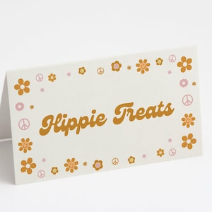 Groovy Retro Food Tent Template, Festival birthday, Hippie Flower Child, 70&#39;s, Editable Digital Template, INSTANT DOWNLOAD