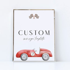 Vintage Race Car Birthday Sign Template (Digital Download)