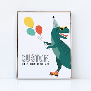 T Rex Dinosaur Birthday Sign Template, Dinosaur Birthday, Modern Dinosaur Party Decorations, Editable Template, INSTANT DOWNLOAD