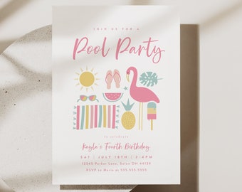 Pool Party Invitation Template: Editable Summer Birthday (Digital Template)