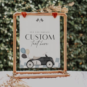 Vintage Race Car Birthday Sign Template: Editable Party Decor (Digital Download)
