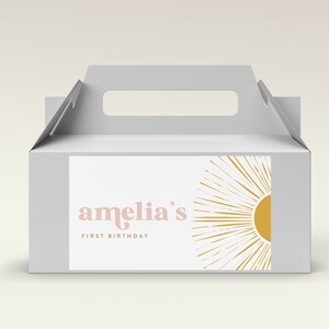 Boho Sun Gable Box Label: First Birthday Party Decor (INSTANT DOWNLOAD)