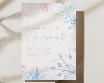 Winter Wonderland Birthday Invitation: Snowflake Princess Party (Digital Template)