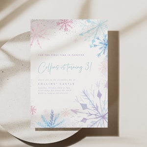 Winter Wonderland Birthday Invitation: Snowflake Princess Party (Digital Template)