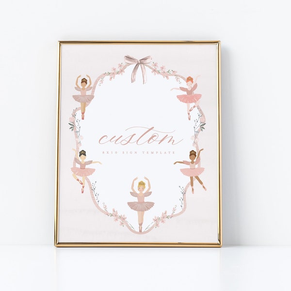 Ballerina Party Sign Template, Modern Ballerina, Ballet Dancer, Ballerina Birthday Party Decorations, Editable Template, INSTANT DOWNLOAD