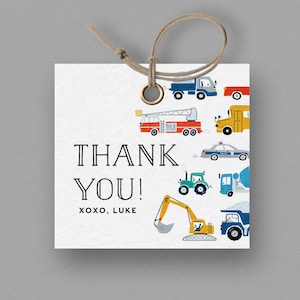 Transportation Favor Tag, Truck Birthday Favor Tags, Thank you tag, Truck and Cars Birthday, Editable Tag, NSTANT DOWNLOAD
