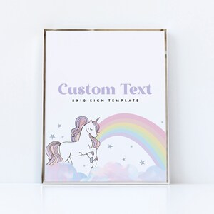 Unicorn Rainbow Birthday Sign Template: Editable Party Decor (INSTANT DOWNLOAD)