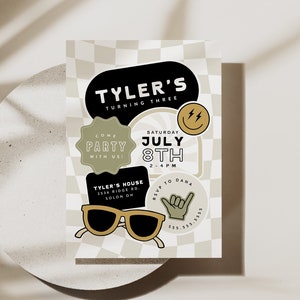 Rad Retro Invitation Template Smiley Face Invitation Retro Cool Dude Any Age Invitation Template Editable Digital Corjl Template