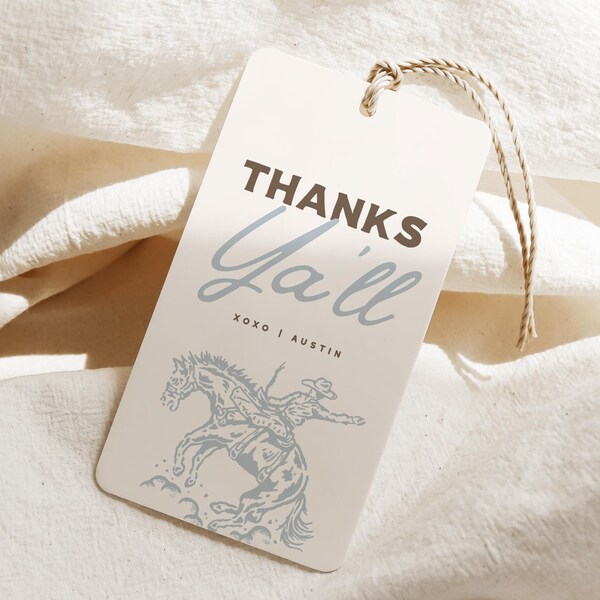 Editable Rodeo Thank You Tag: Vintage Cowboy Favor (Digital Download)