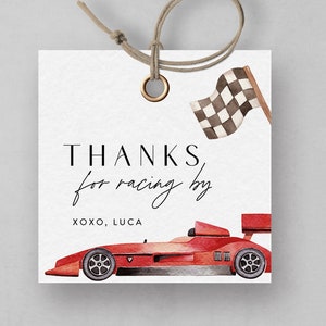 Race Car Birthday Favor Tag: Modern Printable Template (Digital Download)