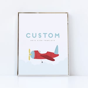 Airplane Party Sign Template: Modern Aviation Birthday (INSTANT DOWNLOAD)