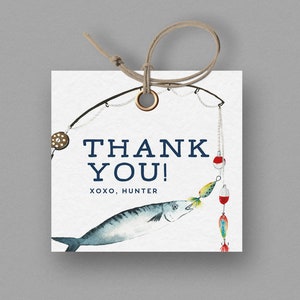 Editable Fishing Birthday Favor Tag, O-fish-ally, The Big ONE, Fishing Party, Fish Thank You Tag, INSTANT DOWNLOAD