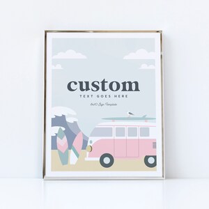 Surf Girl Birthday Sign Template: Retro Pink Surf Party (INSTANT DOWNLOAD)