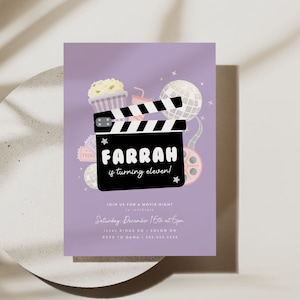 Editable Movie Birthday Invitation, Cinema Birthday, Movie Night Digital Invitation, Instant Download