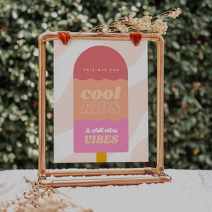 Editable Popsicle Party Sign Template, Popsicle Birthday Sign, Summer Girl Birthday, Pool Party, Cool Template, Digital Instant Download