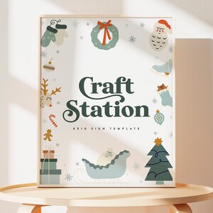 Christmas Party Sign Template, Holiday Party Station Signs, Christmas Birthday Sign Template, Editable Printable Instant Download