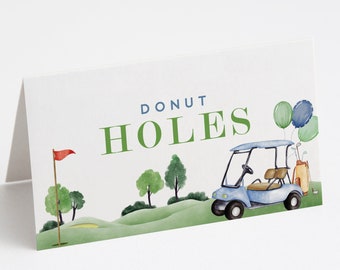 Golf Birthday Food Tents, Hole in One Food Labels, Hole-in-One Party, EDITABLE Food Tent, INSTANT DOWNLOAD
