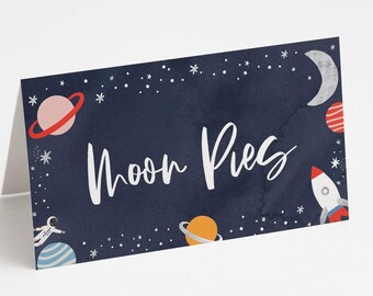 Space Birthday Food Tents: Galaxy Rocket Theme (INSTANT DOWNLOAD)
