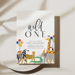 Wild One Birthday Invitation, First Birthday Invitation, Wild One Party, 1st Birthday Editable Digital Template INSTANT DOWNLOAD