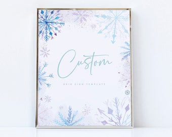 Winter Birthday Sign Template: Editable Snowflake Party Decor (Instant Download)