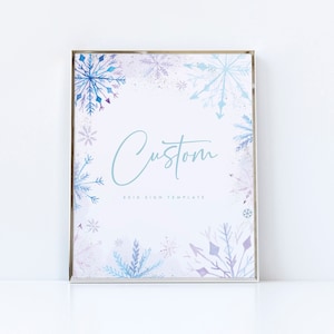 Winter Birthday Sign Template: Editable Snowflake Party Decor (Instant Download)