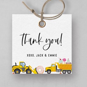 Trucks and Sweets Favor Tag, Construction Trucks, Two Sweet, Sweet One, Editable Template, INSTANT DOWNLOAD