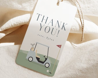 Golf Party Favor Tag, Golf Par-Tee Thank You Tag, Hole-in-One Golf Birthday Printable Tag, Editable Digital Template Instant Download