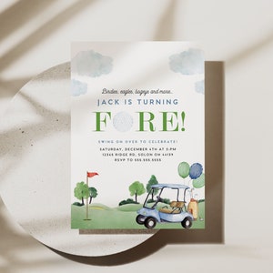 Golf Birthday Invitation: Boy's Fourth Birthday, EDITABLE (Digital Download)