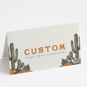 Carpas de comida estilo western: Decoración para fiesta de cumpleaños de vaqueros (Plantilla digital editable)
