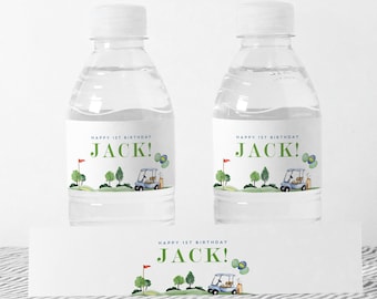Golf Birthday Water Bottle Labels: Hole in One Party (INSTANT DOWNLOAD)