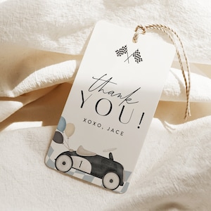Vintage Rennwagen Favor Tag, Fast One, Fast Two, jedes Alter, bearbeitbare digitale Vorlage, INSTANT DOWNLOAD