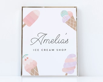 Ice Cream Party Signs: Editable Birthday Decorations (Instant Download)
