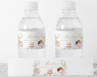 Editable Fairy Water Bottle Labels, Fairy Garden Party, Fairy Birthday Water Label, INSTANT DOWNLOAD