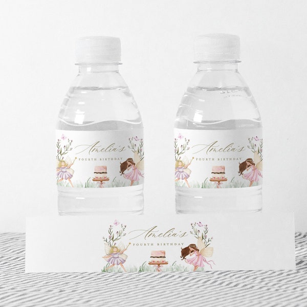 Editable Fairy Water Bottle Labels, Fairy Garden Party, Fairy Birthday Water Label, INSTANT DOWNLOAD