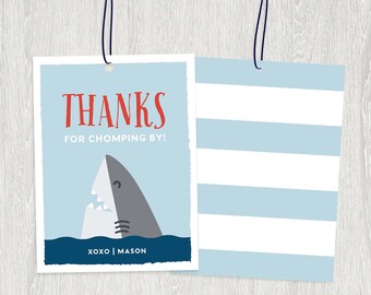 Shark Favor Tags, Shark Birthday Printables, Shark Thank You Tag | INSTANT DOWNLOAD